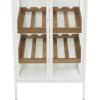 image:imageDeco 79 Metal Storage Standing Wine Rack 10 Bottle Shelving Unit with Wine Glass Holders and Wood Accents Display Shelf 21 x 14 x 41 White