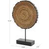image:imageDeco 79 Metal Tribal Decorative Sculpture Carved Circular Home Decor Statue with Black Stand and Wavy Edge Accent Figurine 11 x 3 x 17 Brown