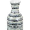 image:imageDeco 79 Mother of Pearl Shell Handmade Decorative Vase Mosaic Centerpiece Vase with White Interior Flower Vase for Home Decoration 8 x 8 x 26 Blue