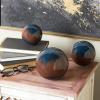 image:imageDeco 79 Plastic Decorative Orbs amp Vase Filler Abstract Brushed Decorative Balls with Brown Stripe Set of 3 Vase Filler 6 5 4 W BlueBlue