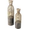 image:imageDeco 79 Plastic Rattan Handmade Decorative Vase Open Framed Centerpiece Vases with Bronze Metal Bases Set of 2 Vases for Home Decoration 25 19 H Light Brown