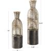 image:imageDeco 79 Plastic Rattan Handmade Decorative Vase Open Framed Centerpiece Vases with Bronze Metal Bases Set of 2 Vases for Home Decoration 25 19 H Light Brown