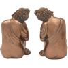 image:imageDeco 79 Polystone Buddha Decorative Sculpture Meditating Home Decor Statues with Engraved Carvings and Relief Detailing set of 2 Accent Figurines 6 x 6 x 9 Bronze