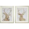 image:imageDeco 79 Polystone Deer Home Wall Decor Wall Sculpture with Silver Frame Set of 2 Wall Art 17 W 21 H White