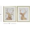 image:imageDeco 79 Polystone Deer Home Wall Decor Wall Sculpture with Silver Frame Set of 2 Wall Art 17 W 21 H White
