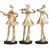 image:imageDeco 79 Resin Musician Decorative Sculpture Abstract Women Home Decor Statues with Glitter and Rhinestone Detailing Set of 3 Accent Figurines 7W 16H Gold