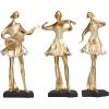 image:imageDeco 79 Resin Musician Decorative Sculpture Abstract Women Home Decor Statues with Glitter and Rhinestone Detailing Set of 3 Accent Figurines 7W 16H Gold