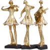 image:imageDeco 79 Resin Musician Decorative Sculpture Abstract Women Home Decor Statues with Glitter and Rhinestone Detailing Set of 3 Accent Figurines 7W 16H Gold