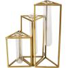 image:imageDeco 79 Stainless Steel Metal Decorative Vase Foldable Test Tube Bud Centerpiece Vase with Triangular Frames Flower Vase for Home Decoration 14 x 4 x 12 Gold