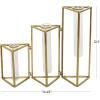 image:imageDeco 79 Stainless Steel Metal Decorative Vase Foldable Test Tube Bud Centerpiece Vase with Triangular Frames Flower Vase for Home Decoration 14 x 4 x 12 Gold