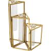 image:imageDeco 79 Stainless Steel Metal Decorative Vase Foldable Test Tube Bud Centerpiece Vase with Triangular Frames Flower Vase for Home Decoration 14 x 4 x 12 Gold