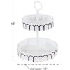 image:imageDeco 79 White Metal Farmhouse 2 Tier Tray Stand 18 x 13 x 13