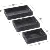 image:imageDeco 79 Wood Floral Intricate Carved Tray Set of 3 12 15 18W Black