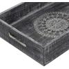 image:imageDeco 79 Wood Floral Intricate Carved Tray Set of 3 12 15 18W Black