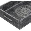 image:imageDeco 79 Wood Floral Intricate Carved Tray Set of 3 12 15 18W Black