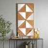 image:imageDeco 79 Wood Geometric Triangle Mirrored Wall Decor 24 x 2 x 47 Light Brown