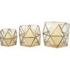 image:imageCosmoLiving by Cosmopolitan Metal Geometric Wide Diamond Patterned Hexagon Candle Lantern with Clear Glass Set of 3 8 7 6 H Gold