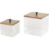 image:imageDeco 79 Acrylic Plastic Decorative Box Book Shaped Boxes with Brown Wooden Lids and Black Knobs Set of 2 Decorative Keepsake Boxes 75 H Clear