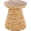 image:imageDeco 79 Banana Leaf Handmade Side End Accent Table Woven End Table with Wooden Tabletop Side Table 16 x 16 x 19 Light BrownBrown