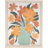 image:imageDeco 79 Canvas Floral Framed Wall Art with Green Leaves and Vase 14 x 1 x 11 Orange