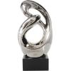 image:imageDeco 79 Ceramic Abstract Decorative Sculpture Looped Home Decor Statue with Black Block Base Accent Figurine 14 x 7 x 25 SilverSilver