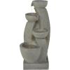 image:imageDeco 79 Fiberglass 4 Tier Fountain with LED Light 20 x 18 x 44 Gray