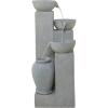 image:imageDeco 79 Fiberglass 4 Tier Fountain with LED Light 20 x 18 x 44 Light Gray