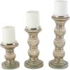 image:imageDeco 79 Glass Handmade Decorative Candle Holder Turned Style Pillar Candle Stand Set of 3 Candlestick Holder 6 9 12H Gray
