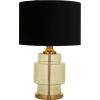 image:imageDeco 79 Glass Room Table Lamp Transparent Base Accent Lamp with Drum Shade Lamp 15 x 15 x 23 GoldBlack Shade
