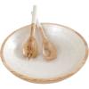image:imageDeco 79 Mango Wood Handmade Decorative Bowl with Matching Salad Serving Utensils Set of 3 15 11 11W CreamCream