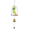 image:imageDeco 79 Metal Parrot Handmade Perched Windchime with Hanging Bell 10 x 8 x 33 RedGreen