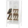 image:imageDeco 79 Metal Storage Standing Wine Rack 10 Bottle Shelving Unit with Wine Glass Holders and Wood Accents Display Shelf 21 x 14 x 41 White