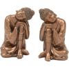 image:imageDeco 79 Polystone Buddha Decorative Sculpture Meditating Home Decor Statues with Engraved Carvings and Relief Detailing set of 2 Accent Figurines 6 x 6 x 9 Bronze