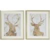 image:imageDeco 79 Polystone Deer Home Wall Decor Wall Sculpture with Silver Frame Set of 2 Wall Art 17 W 21 H White