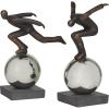 image:imageDeco 79 Polystone People Decorative Sculpture Home Decor Statues Set of 2 Accent Figurines 4W 17H Bronze13  14H