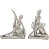 image:imageDeco 79 Porcelain Ceramic Dancer Decorative Sculpture Home Decor Statues set of 2 Accent Figurines 6 x 3 x 7 SilverSilver