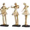 image:imageDeco 79 Resin Musician Decorative Sculpture Abstract Women Home Decor Statues with Glitter and Rhinestone Detailing Set of 3 Accent Figurines 7W 16H Gold