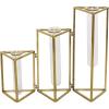 image:imageDeco 79 Stainless Steel Metal Decorative Vase Foldable Test Tube Bud Centerpiece Vase with Triangular Frames Flower Vase for Home Decoration 14 x 4 x 12 Gold