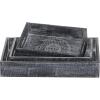 image:imageDeco 79 Wood Floral Intricate Carved Tray Set of 3 12 15 18W Black