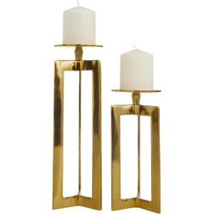 image:imageCosmoLiving by Cosmopolitan Aluminum Geometric Pillar Candle Holder Set of 2 14 10H Gold