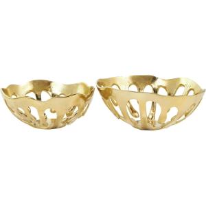 image:imageDeco 79 Aluminum Metal Decorative Bowl Decorative Bowl Drip Decorative Containers with Open Frame Design Set of 2 Decorative Keepsake Boxes 13 11 H GoldGold