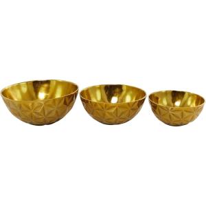 image:imageDeco 79 Aluminum Metal Large Decorative Bowl Faceted Catch All for Entryway Set of 3 Decorative Fruit Bowl 14 12 10W Gold