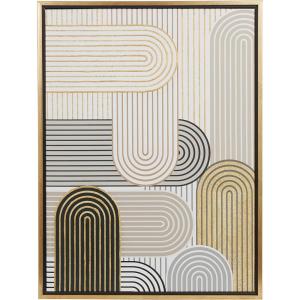 image:imageDeco 79 Canvas Abstract Art Deco Linear Arched Framed Wall Art with Gold Foil Accents 24 x 2 x 32 Cream
