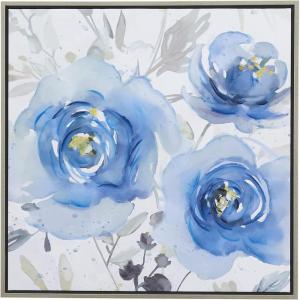 image:imageDeco 79 Canvas Floral Bouquet Framed Wall Art with Gold Frame 24 x 1 x 24 Multi ColoredBLUESILVER