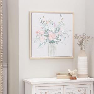 image:imageDeco 79 Canvas Floral Bouquet Framed Wall Art with Gold Frame 24 x 1 x 24 Multi ColoredLIGHT PINK
