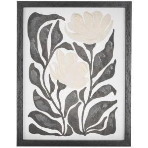 image:imageDeco 79 Canvas Floral Framed Wall Art with Black Stems and Leaves 14 x 1 x 11 White