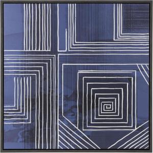 image:imageDeco 79 Canvas Geometric Living Room Framed Wall Art Canvas Wall Art with White Square Outlines Wall Art 40 x 2 x 40 Blue