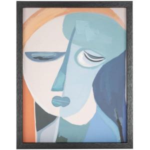 image:imageDeco 79 Canvas Woman Impressionist Framed Wall Art with Brushed Paint Strokes and Black Frame 14 x 1 x 11 Multi Colored