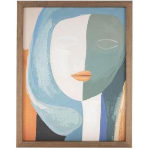 image:imageDeco 79 Canvas Woman Impressionist Framed Wall Art with Brushed Paint Strokes and Brown Frame 14 x 1 x 11 Multi Colored