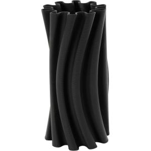 image:imageDeco 79 Ceramic Abstract Decorative Vase Ribbed Dimensional Folded Centerpiece Vase with Curvy Rim Flower Vase for Home Decoration 6 x 6 x 12 WhiteBlack